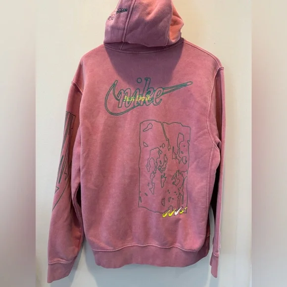 Nike Pink Distorted Swoosh Hoodie Just Do It Graphic Women’s Medium - Picture 2 of 9